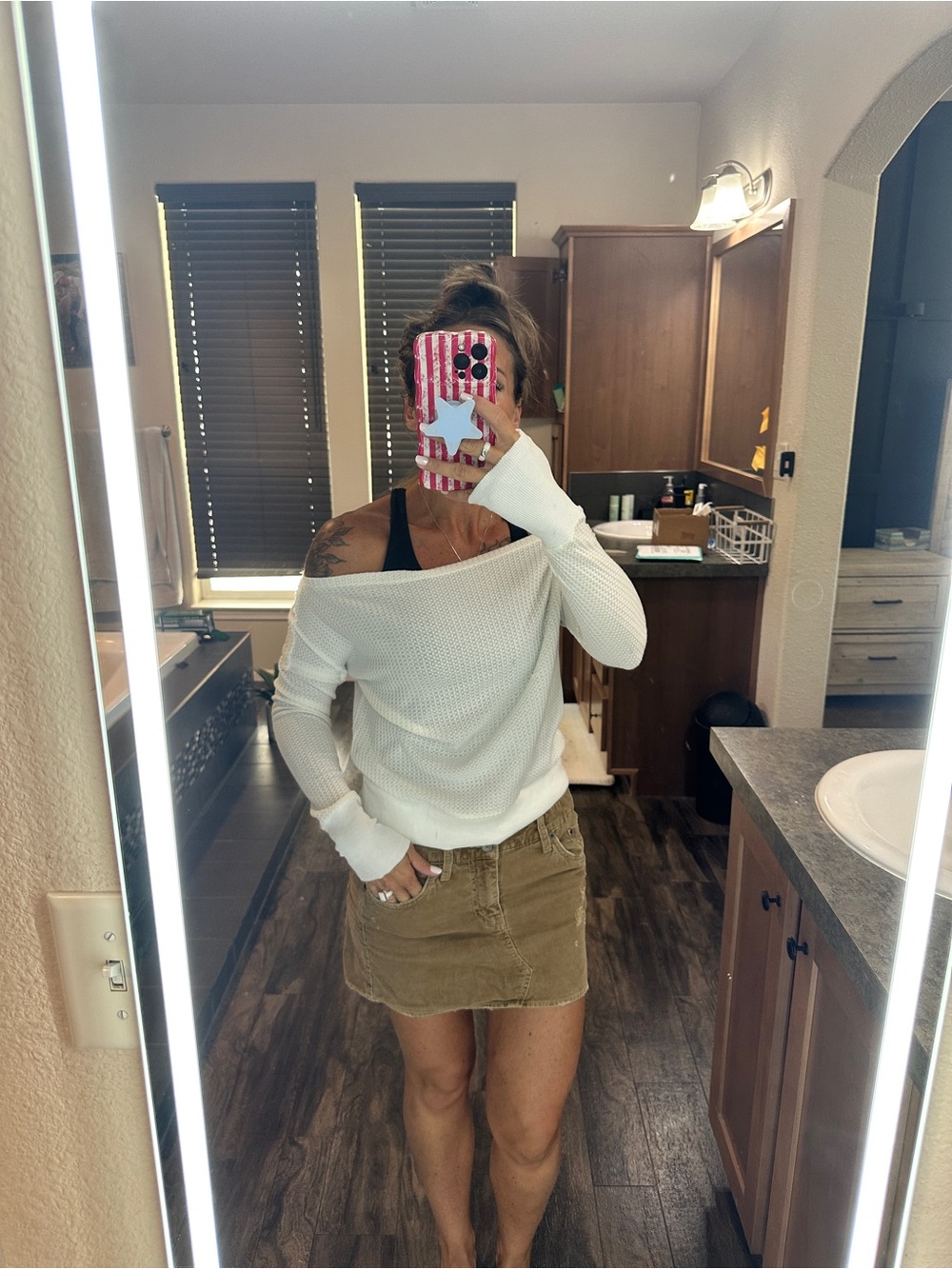 Altar'd State Cream Waffle Knit Top